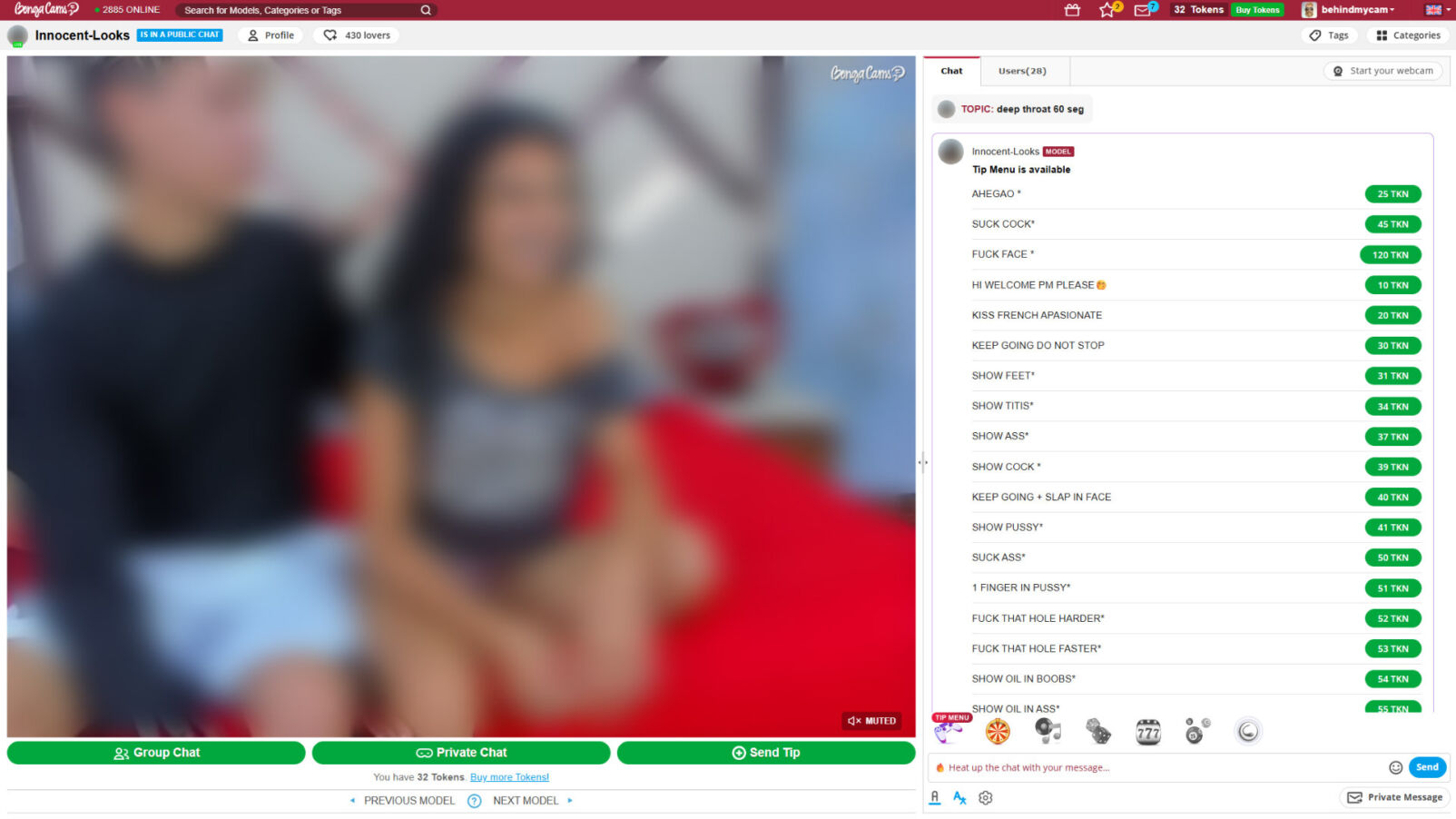 Bongacams chat room menu functionalities