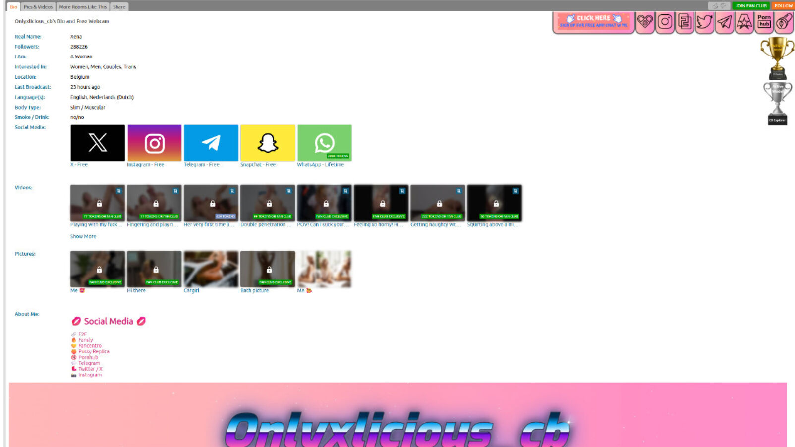 Chaturbate model profile example