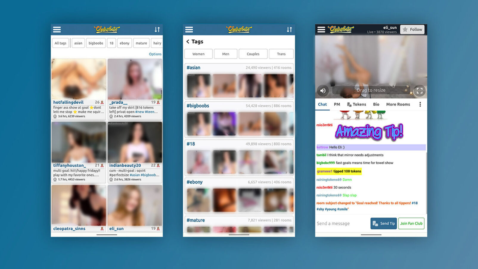 Chaturbate on mobile smartphone app