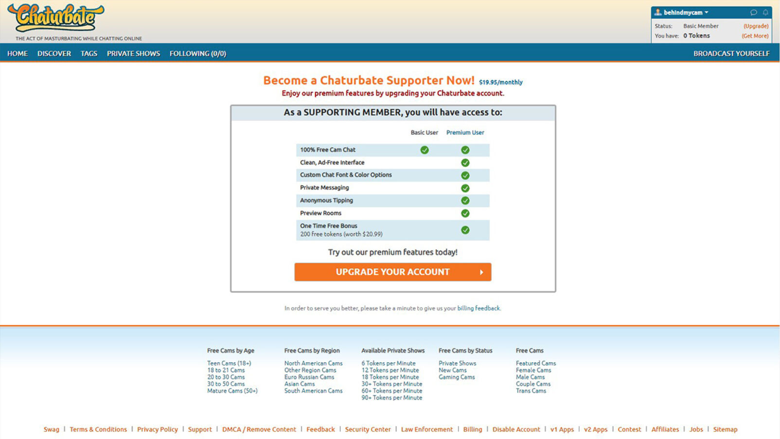 Chaturbate premium supporting member subscription