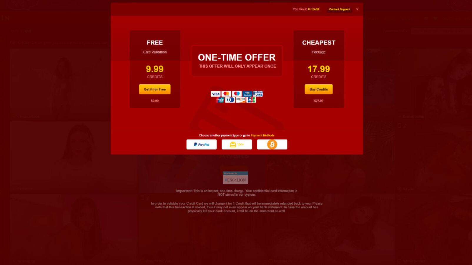 Free credits livejasmin one time offer