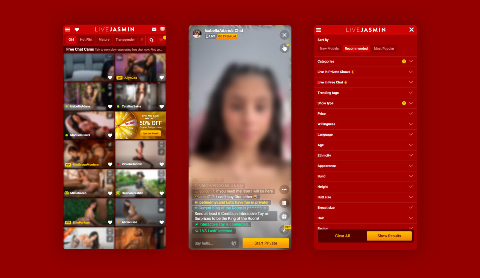 Livejasmin mobile version responsive app