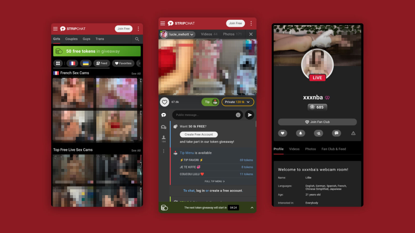 Stripchat mobile version and app