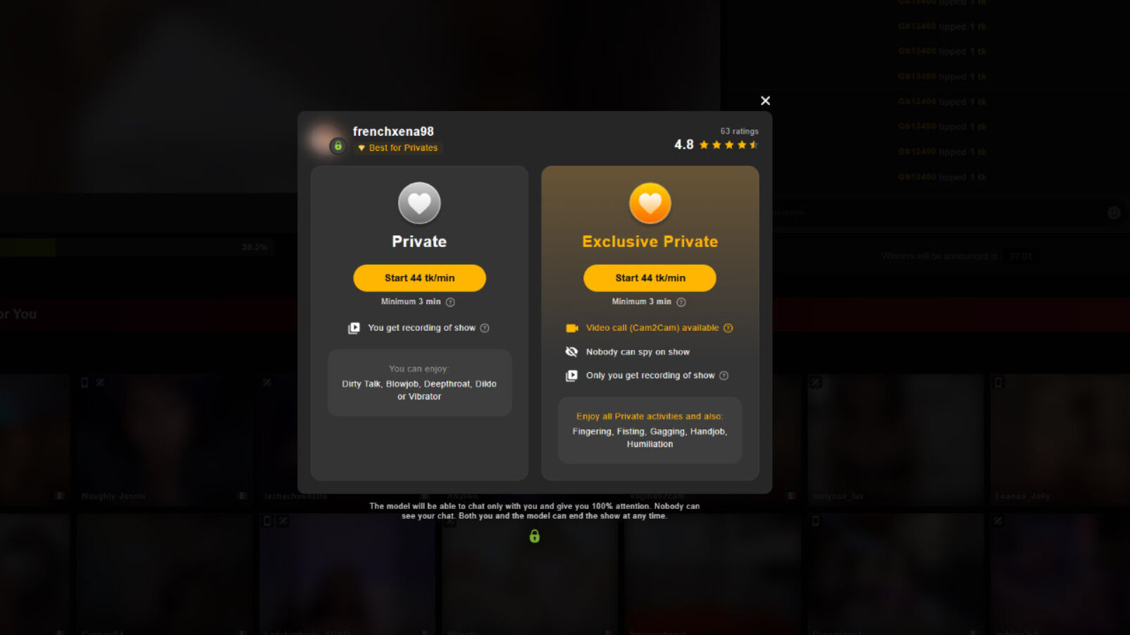 Stripchat private show and exclusive private