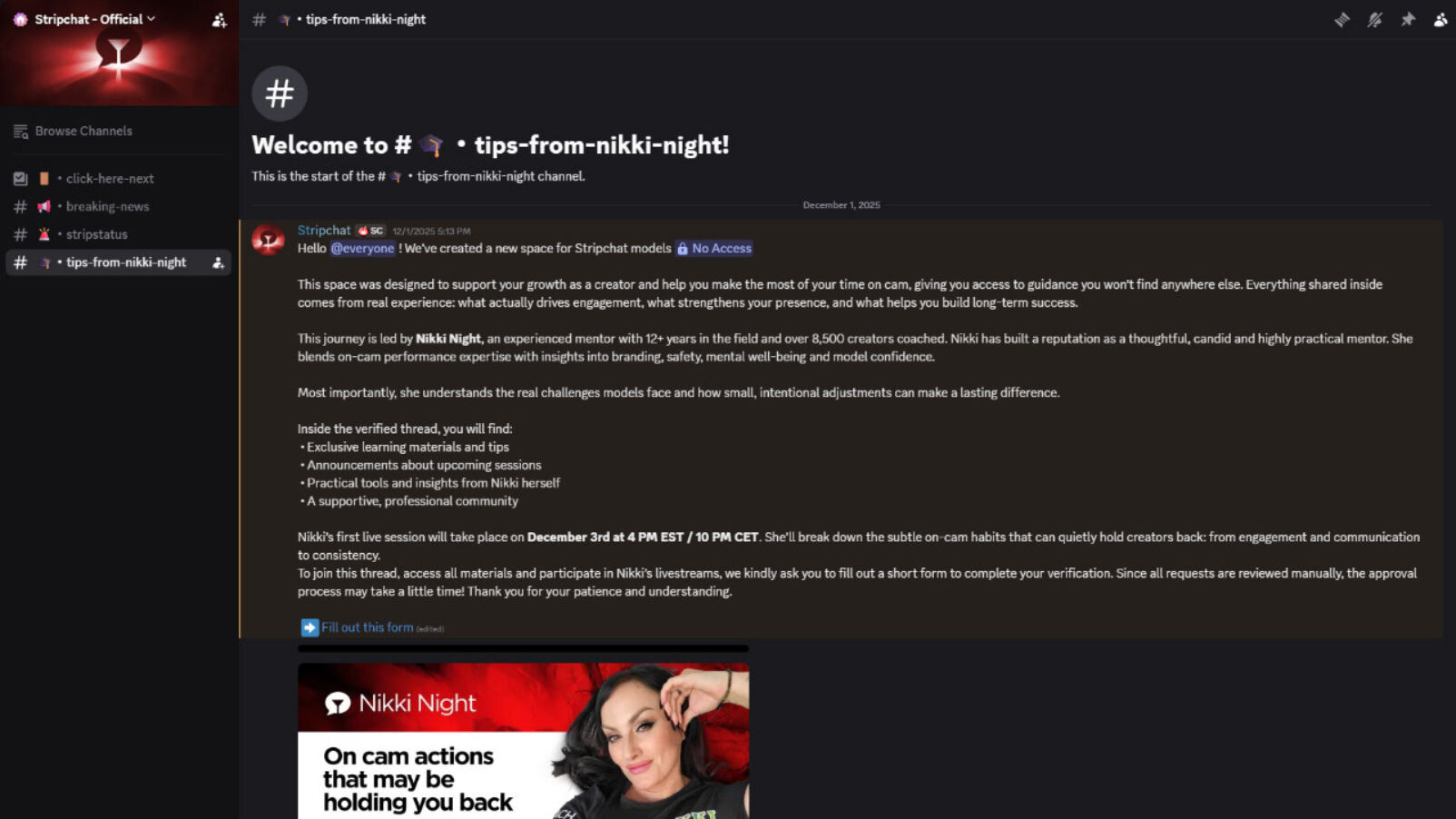 Tips from Nikki Night discord channel